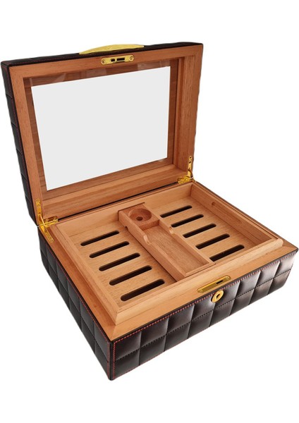 Deri Camlı Humidor Puro Kutusu Siyah 50s indirimleri