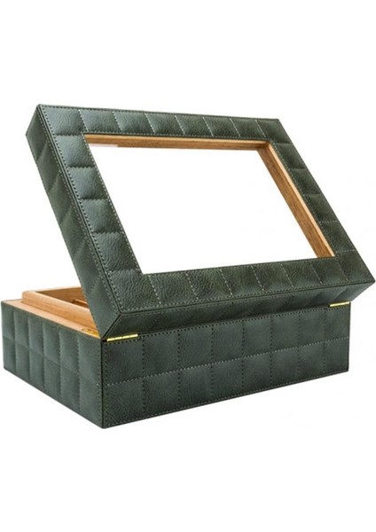 Deri Camlı Humidor Puro Kutusu Sarı 50S