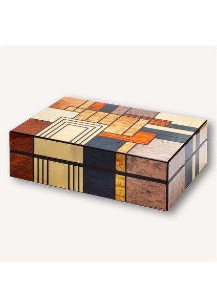 İspanyol Sedir Puro Kutusu Humidor Abstract 30s
