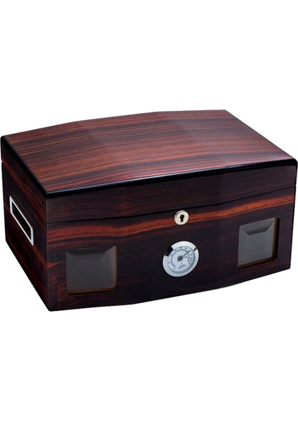 Cedar Camlı Bölmeli Puro Kutusu Humidor Kahve 100s