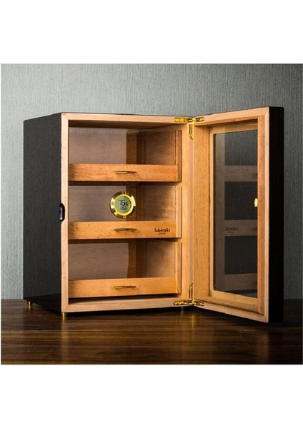 Camlı 3 Çekmeceli Humidor Puro Kutusu Maun 100s