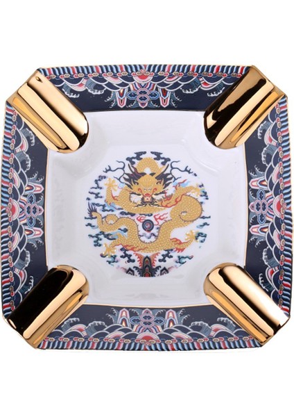 Elegant Chinese Dragon Büyük Boy 2li Puro Küllüğü Desenli Gold