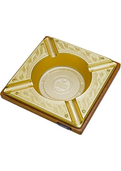 Metal Ahşap Puro Küllüğü Gold 4lü