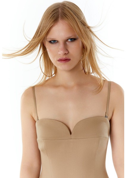 Askılı Camel Büstiyer Top