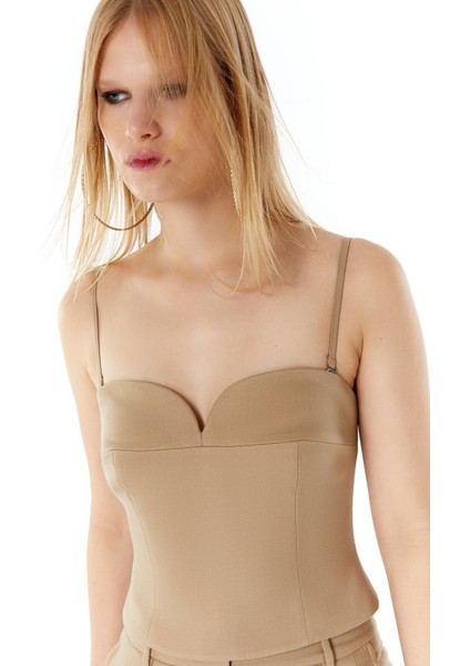 Askılı Camel Büstiyer Top