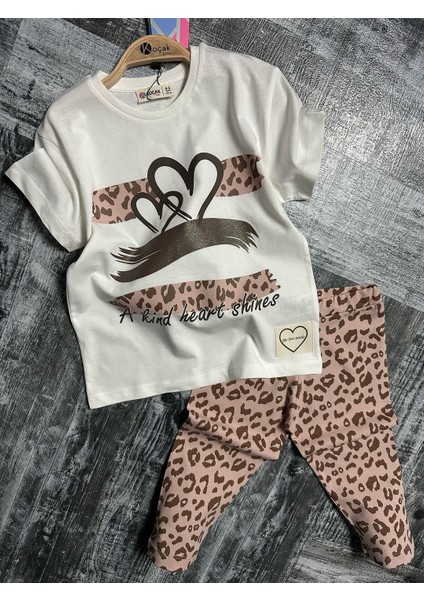 Kalp Leoper Desen Kapri Kız Takım modelleri