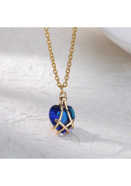 45CM Tarzı N04934G-5 Kadınlar Için Kalp Kolye Paslanmaz Çelik Altın Kaplama Zincir Zirkon Kalp Kolye Gerdanlık Kolye Düğün Boho Takı Hediye Femme (Yurt Dışından)