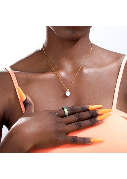 45CM Tarzı N04934G-5 Kadınlar Için Kalp Kolye Paslanmaz Çelik Altın Kaplama Zincir Zirkon Kalp Kolye Gerdanlık Kolye Düğün Boho Takı Hediye Femme (Yurt Dışından) modelleri