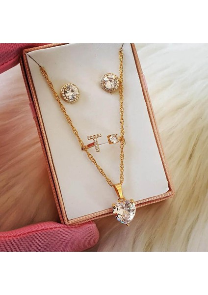 45CM Tarzı N04934G-5 Kadınlar Için Kalp Kolye Paslanmaz Çelik Altın Kaplama Zincir Zirkon Kalp Kolye Gerdanlık Kolye Düğün Boho Takı Hediye Femme (Yurt Dışından) fırsatları