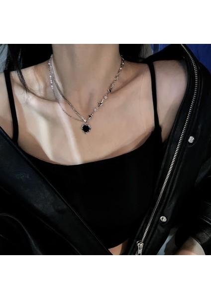 No.2 Boyutu Y2K Mor Kristal Kalp Kolye Kolye Kadın Işık Lüks Egirl Punk Grunge Klavikula Zinciri Moda Takı Parti Hediyeleri (Yurt Dışından)