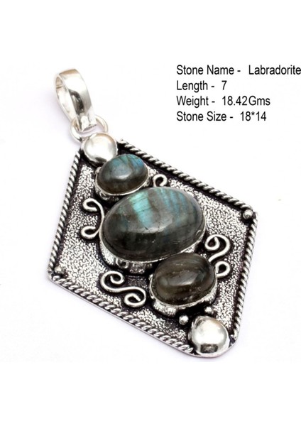 P26981 Hakiki Sodalite Aytaşı Gül Kuvars Dentrit Opal Labradorit Zümrüt Kolye Gümüş Kaplama Bakır Üzeri (Yurt Dışından)