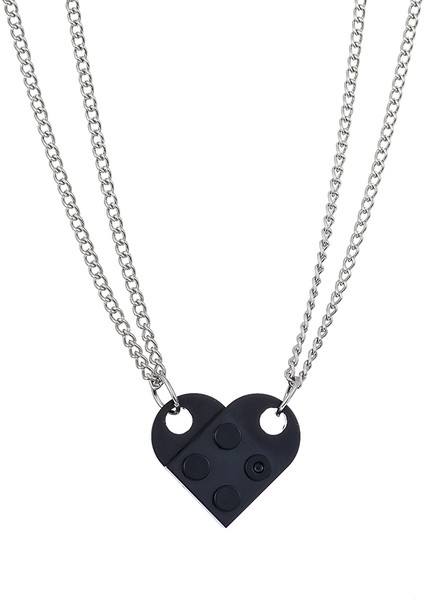 Siyah Kayıp Bayan Ute Kalp Kolye Tuğla Kolye Çift Kız Erkek Elemanları Sevgililer Günü Takı Hediye Dostluk Kolye (Yurt Dışından)