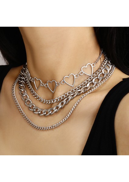 NE-0185-1G Yeni Vintage Moda Altın Renk Kalp Şeklinde Çok Düzeyli Zincir Kolye Kolye Kadınlar Için Kolye Kadın Boho Takı Hediye (Yurt Dışından) modelleri