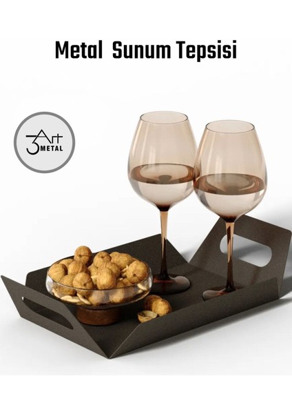 Metal Sunum Tepsisi - Modern ve Şık Kahvaltı & Kahve Ikram Tepsisi- Banyo Organizer