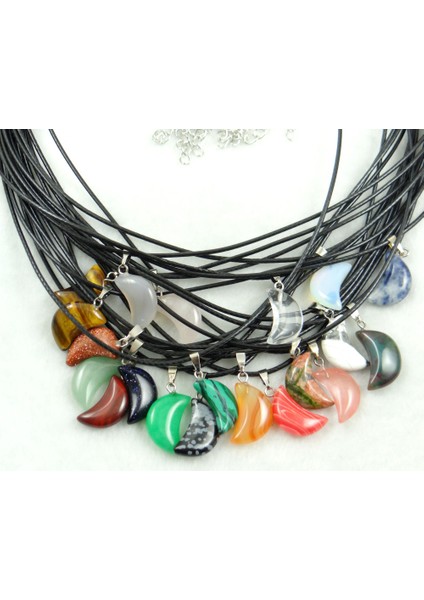 4 Numara Doğal Taş Taş Turquoises Kuvars Kristal Kaplan Gözü Opalit Ay Kolye Diy Takı Yapımı Için Erkek Kadın Kolye (Yurt Dışından) modelleri