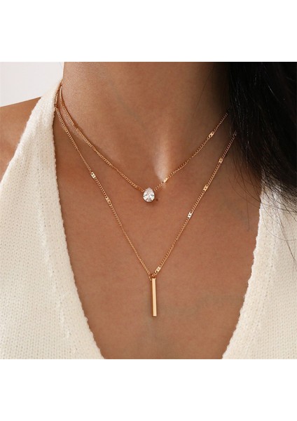 No.15 Boyutu Kristal Zirkon Kalp Yıldız Charm Katmanlı Kolye Kolye Seti Kadınlar Için Charms Moda Kare Rhinestone Kadın Vintage Takı (Yurt Dışından) modelleri