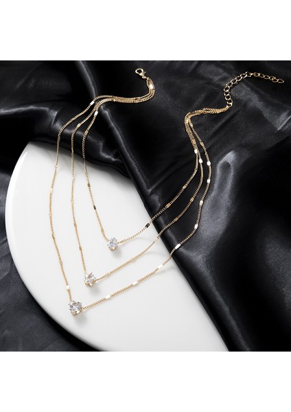 No.15 Boyutu Kristal Zirkon Kalp Yıldız Charm Katmanlı Kolye Kolye Seti Kadınlar Için Charms Moda Kare Rhinestone Kadın Vintage Takı (Yurt Dışından) fırsatları