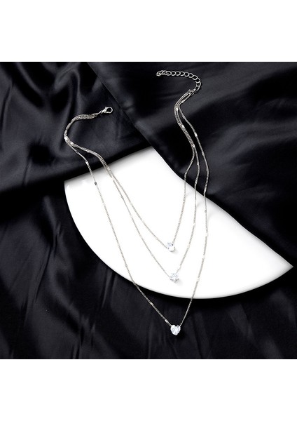 No.15 Boyutu Kristal Zirkon Kalp Yıldız Charm Katmanlı Kolye Kolye Seti Kadınlar Için Charms Moda Kare Rhinestone Kadın Vintage Takı (Yurt Dışından) indirimleri