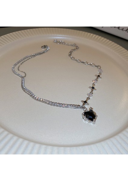 No.16 Boyutu Y2K Moda Şeftali Kalp Su Damlası Kolye Kolye Kadın Siyah Kristal Egirl Tatlı Serin Klavikula Zinciri Estetik Takı (Yurt Dışından) fiyatları