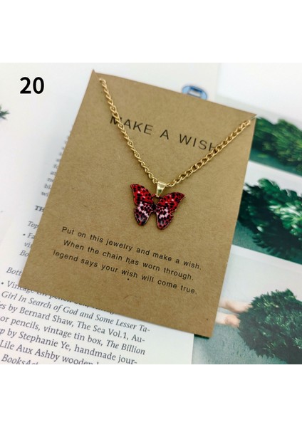 No.20 Boyutu Moda Kelebek Kolye Kolye Kadınlar Için Tatlı Basit Renkli Böcek Klavikula Zincir Kolye Parti Takı Aksesuarları (Yurt Dışından)