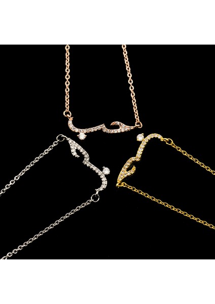 N00367R Zirkon Arapça Dil Aşk Bildirimi Kolye Kadın Arapça Kristaller Kolye Gerdanlık Kolye Düğün Takısı El Yapımı Hediyeler (Yurt Dışından) fiyatları