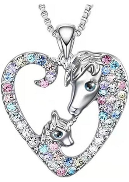 NW505 Moda Kalp Anne Çocuk Unicorn Kolye Hayvan Figürlü Mücevherat Altın Kaplama Kolye Kolye Kadınlar Için Doğum Günü Yıldönümü Hediyesi (Yurt Dışından)