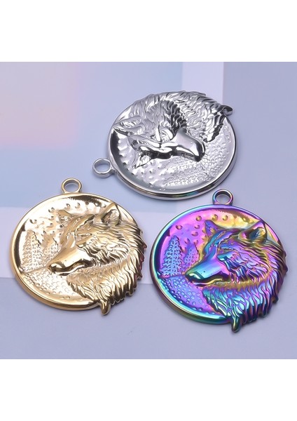 S898-G Punk Kurt Başkanı Charm Dangle Paslanmaz Çelik Trend Erkekler Kolye Yuvarlak Kolye Takı Yapımı Gotarm Muska Zanaat Malzemeleri (Yurt Dışından)