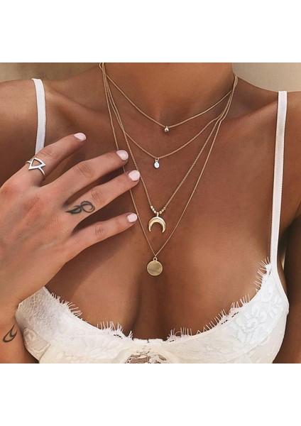 NO.7789 Boyutu Lats Altın Rengi Gerdanlık Kolye Kadınlar Için Çok Katmanlı Uzun Ay Püskül Kolye Zincir Kolyeler ve Kolye Gerdanlık Moda Takı (Yurt Dışından) fiyatları