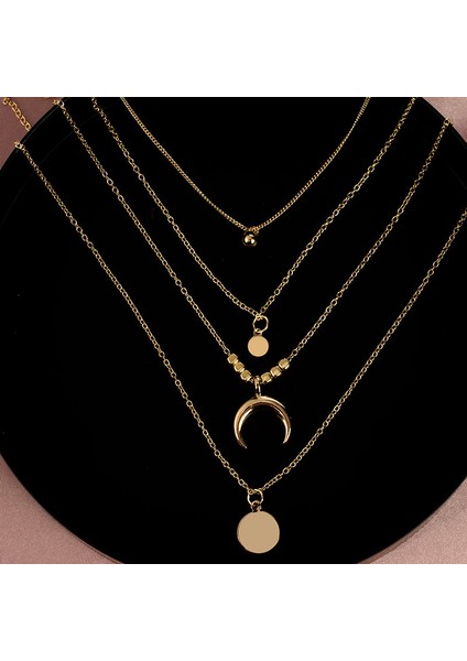 NO.7789 Boyutu Lats Altın Rengi Gerdanlık Kolye Kadınlar Için Çok Katmanlı Uzun Ay Püskül Kolye Zincir Kolyeler ve Kolye Gerdanlık Moda Takı (Yurt Dışından) modelleri