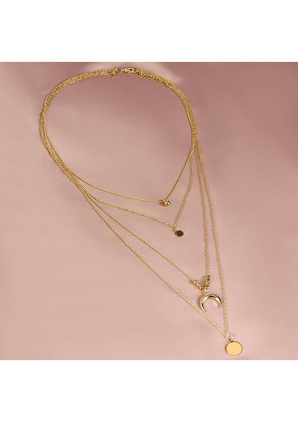 NO.7789 Boyutu Lats Altın Rengi Gerdanlık Kolye Kadınlar Için Çok Katmanlı Uzun Ay Püskül Kolye Zincir Kolyeler ve Kolye Gerdanlık Moda Takı (Yurt Dışından) fırsatları