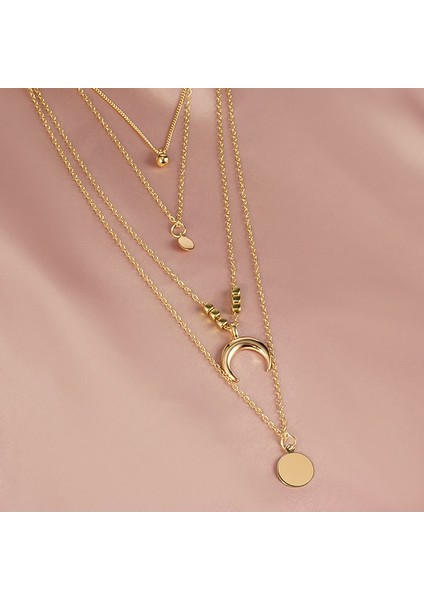 NO.7789 Boyutu Lats Altın Rengi Gerdanlık Kolye Kadınlar Için Çok Katmanlı Uzun Ay Püskül Kolye Zincir Kolyeler ve Kolye Gerdanlık Moda Takı (Yurt Dışından) indirimleri