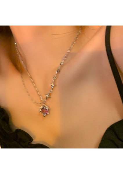 No.2 Boyutu Y2K Mor Kristal Kalp Kolye Kolye Kadın Işık Lüks Egirl Punk Grunge Klavikula Zinciri Moda Takı Parti Hediyeleri (Yurt Dışından) fırsatları