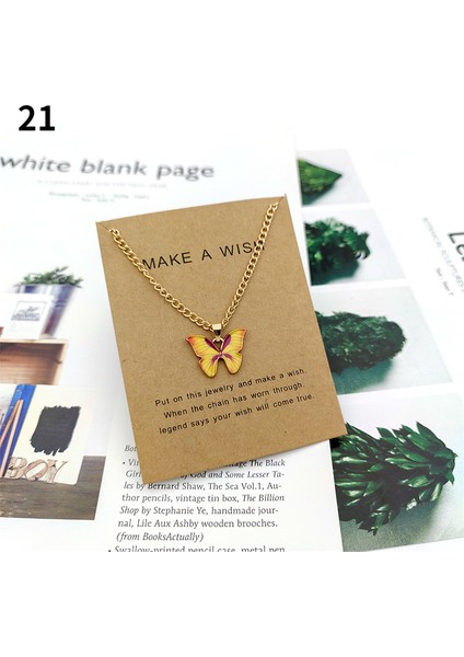 No.21 Boyutu Moda Kelebek Kolye Kolye Kadınlar Için Tatlı Basit Renkli Böcek Klavikula Zincir Kolye Parti Takı Aksesuarları (Yurt Dışından)