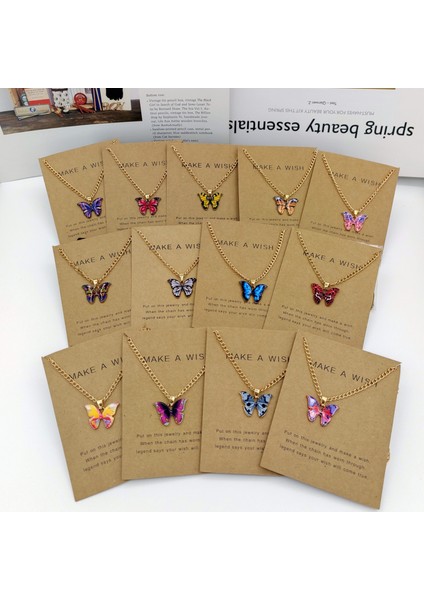 No.21 Boyutu Moda Kelebek Kolye Kolye Kadınlar Için Tatlı Basit Renkli Böcek Klavikula Zincir Kolye Parti Takı Aksesuarları (Yurt Dışından) fiyatları