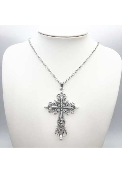 Gümüş Gotik Koyu Tarzı Çapraz Kolye Kolye Kaya Punk Goth Moda Kolye Kadın Erkek Takı Tasarım Mistik Hediyeler (Yurt Dışından)