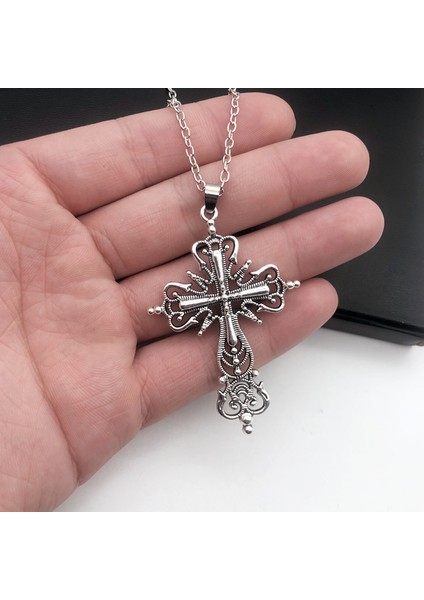 Gümüş Gotik Koyu Tarzı Çapraz Kolye Kolye Kaya Punk Goth Moda Kolye Kadın Erkek Takı Tasarım Mistik Hediyeler (Yurt Dışından) modelleri