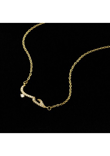 N00367G Zirkon Arapça Dil Aşk Bildirimi Kolye Kadın Arapça Kristaller Kolye Gerdanlık Kolye Düğün Takısı El Yapımı Hediyeler (Yurt Dışından)