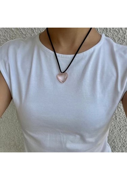 Pembe Yeni Moda Cam Kristal Aşk Kalp Kolye Kolye Kadınlar Için Sıcak Kızlar Harajuku Kore Kolye Tatlı Serin Y2K Takı 2023 (Yurt Dışından)