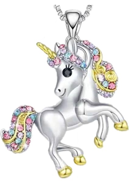NW409 Moda Kalp Anne Çocuk Unicorn Kolye Hayvan Figürlü Mücevherat Altın Kaplama Kolye Kolye Kadınlar Için Doğum Günü Yıldönümü Hediyesi (Yurt Dışından)