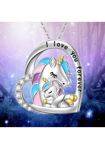 NW409 Moda Kalp Anne Çocuk Unicorn Kolye Hayvan Figürlü Mücevherat Altın Kaplama Kolye Kolye Kadınlar Için Doğum Günü Yıldönümü Hediyesi (Yurt Dışından) fiyatları