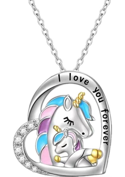 NW409 Moda Kalp Anne Çocuk Unicorn Kolye Hayvan Figürlü Mücevherat Altın Kaplama Kolye Kolye Kadınlar Için Doğum Günü Yıldönümü Hediyesi (Yurt Dışından) indirimleri
