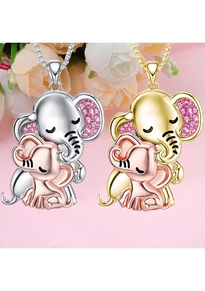 Gümüş Moda Anne Çocuk Fil Kolye Iki Renkli Fil Kolye Nişan Kolye Kadınlar Için Hayvan Figürlü Mücevherat Yıldönümü Hediyesi (Yurt Dışından) fiyatları