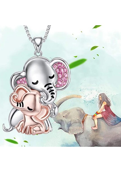 Gümüş Moda Anne Çocuk Fil Kolye Iki Renkli Fil Kolye Nişan Kolye Kadınlar Için Hayvan Figürlü Mücevherat Yıldönümü Hediyesi (Yurt Dışından) modelleri