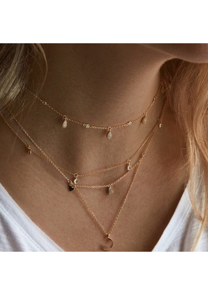 N0307-4 Ywzıxln Trend Zarif Takı Kristal Üçgen Kolye Kolye Altın Renk Rahatsız Kadın Moda Kolye N0310 (Yurt Dışından)