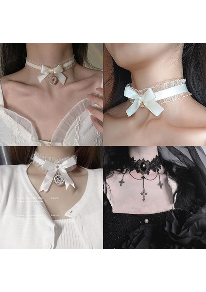 No.20 Boyutu Kadın Gotik Dantel Gerdanlık Kolye Retro Beyaz Kadife Klavikula Zinciri Punk Yaka Gerdanlık Steampunk Parti Cadılar Bayramı Takı Hediye (Yurt Dışından) fırsatları