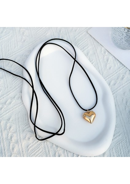S09-3 Katmanlı Bağcıklı Halat Zincir Kalp Kolye Kolye ile Kadınlar Için Trendy Zarif Gerdanlık Kolye Moda Takı Aksesuarları (Yurt Dışından)