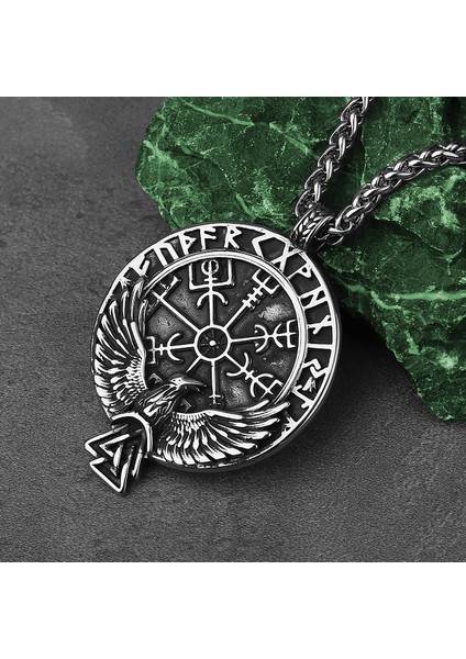 No.18 Boyutu Hnl Paslanmaz Çelik Kolye Mızrak Ucu Viking Rune Zincir Kolye Erkekler Için Erkek Boyun Takı Aksesuarları Hediye (Yurt Dışından)