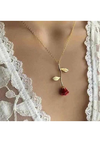 N1121-R 3D Gül Kolye Özel Charm Kolye Ultimate Gül Çiçek Güzellik ve Çirkin Takı Kadın Sevgililer Günü Hediyesi (Yurt Dışından) fiyatları