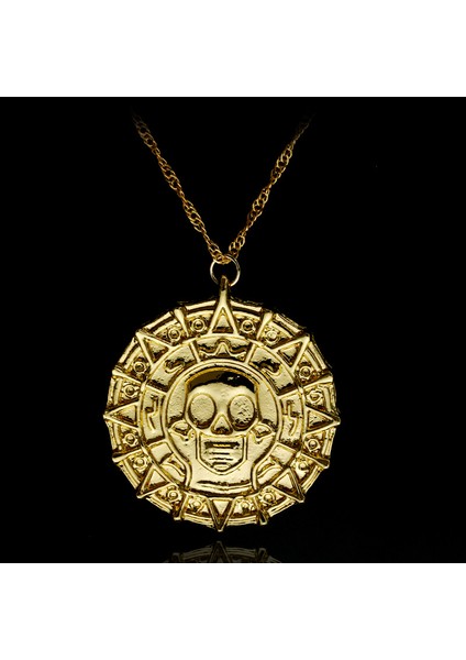AL4544-GÜMÜŞ Film Aksesuarları Karayip Akg Korsanları Aztek Altın Renk Sikke Kolye Retro Kafatası Kolye Punk Hip Hop Kolye (Yurt Dışından) modelleri