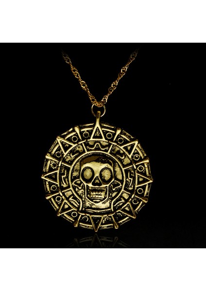 AL4544-GÜMÜŞ Film Aksesuarları Karayip Akg Korsanları Aztek Altın Renk Sikke Kolye Retro Kafatası Kolye Punk Hip Hop Kolye (Yurt Dışından) fırsatları